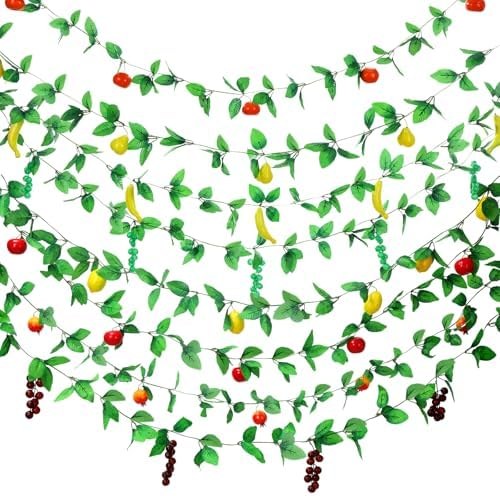 Garland strung with artificial etrogim and apples