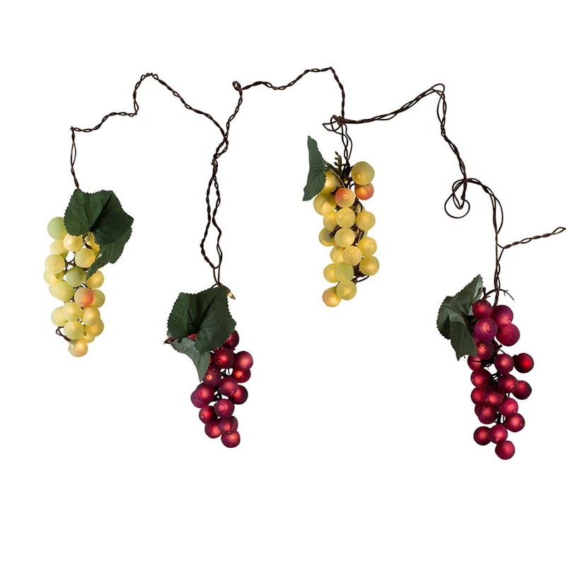 Garland of lighted artificial grape clusters