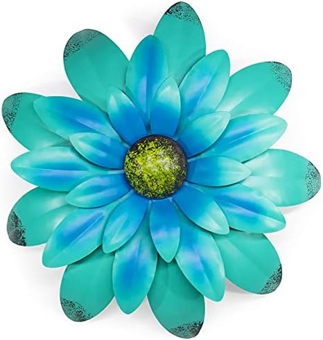 Blue and gold flower wall decor