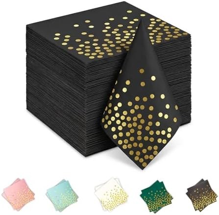 Black and gold paper napkins for a festive table setting
