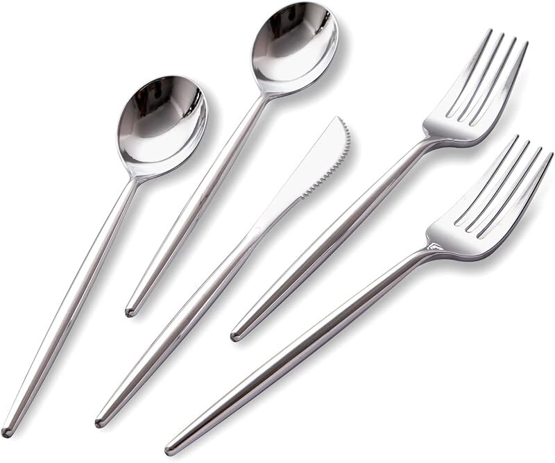 Silver plastic cutlery set