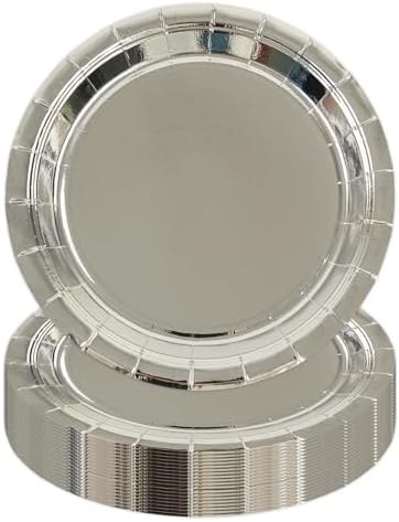 Metallic silver paper plates