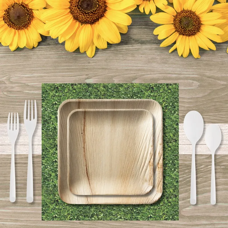 12.5-inch green square paper charger plate