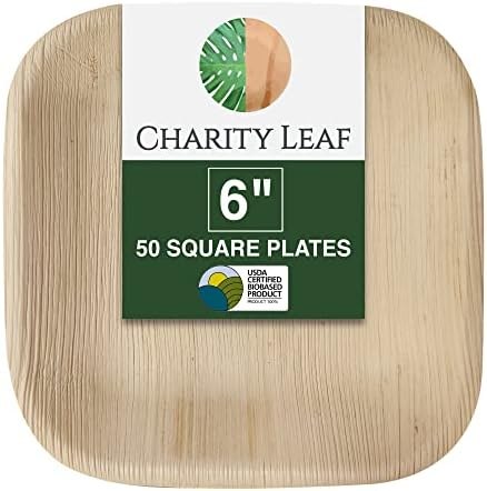 Square plates made to look like palm leaves