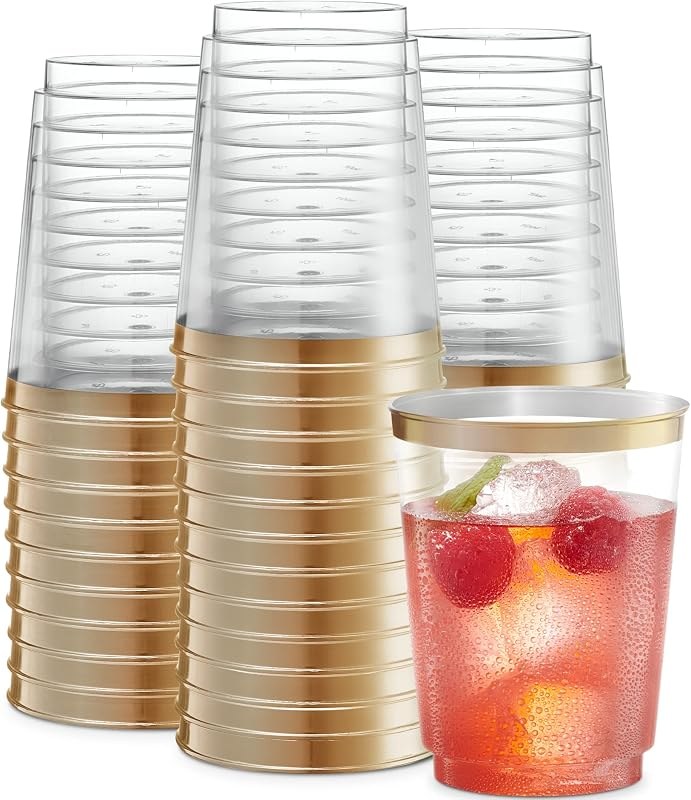 Plastic tumblers with a gold rim