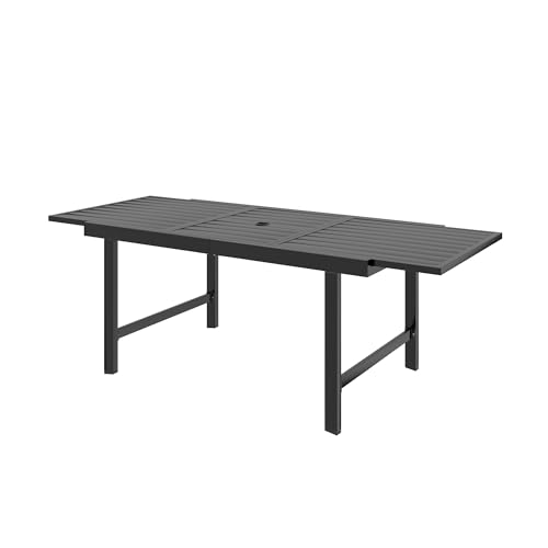 Expandable powder-coated aluminum patio dining table