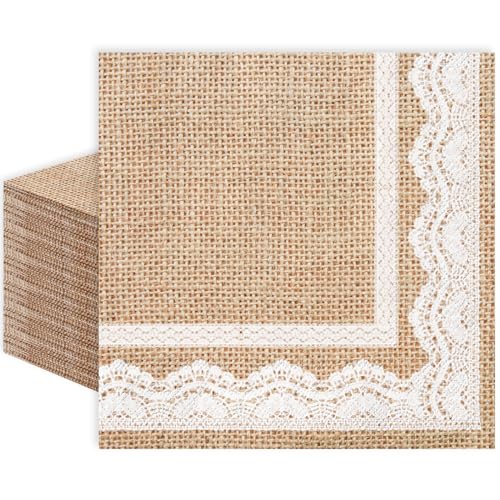 Burlap print rustic cocktail napkins