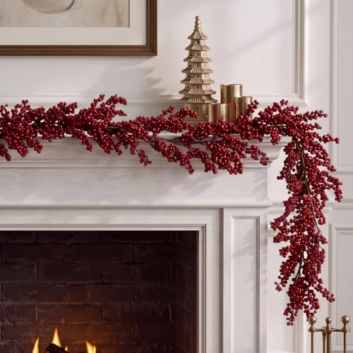 6ft burgundy artificial berry garland