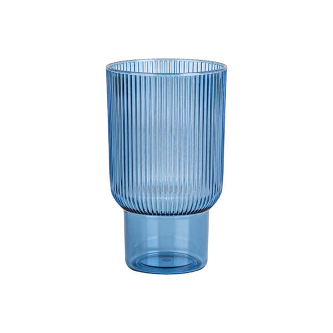 Tall ribbed tumbler in translucent blue