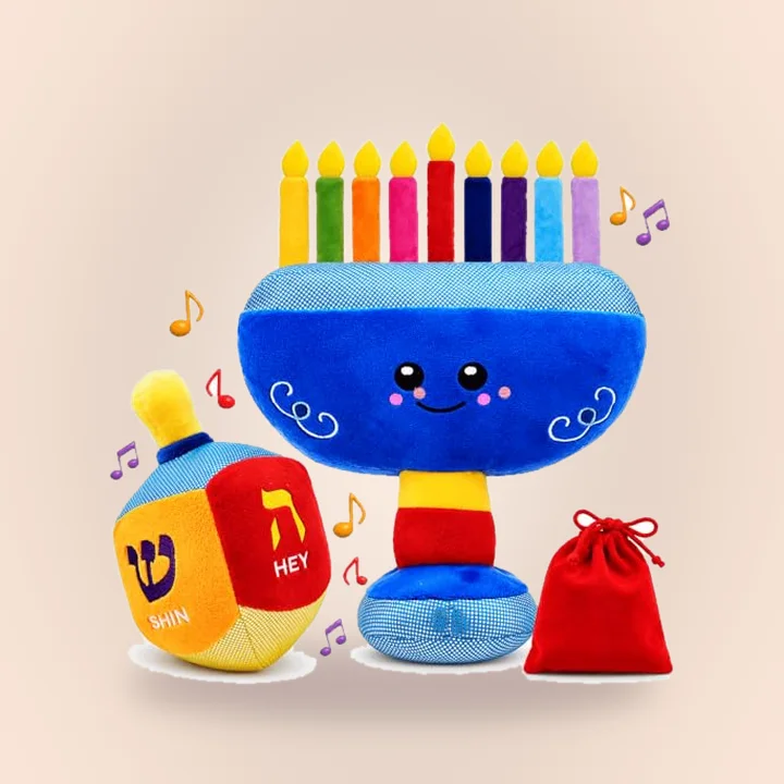 Plush musical menorah & dreidel