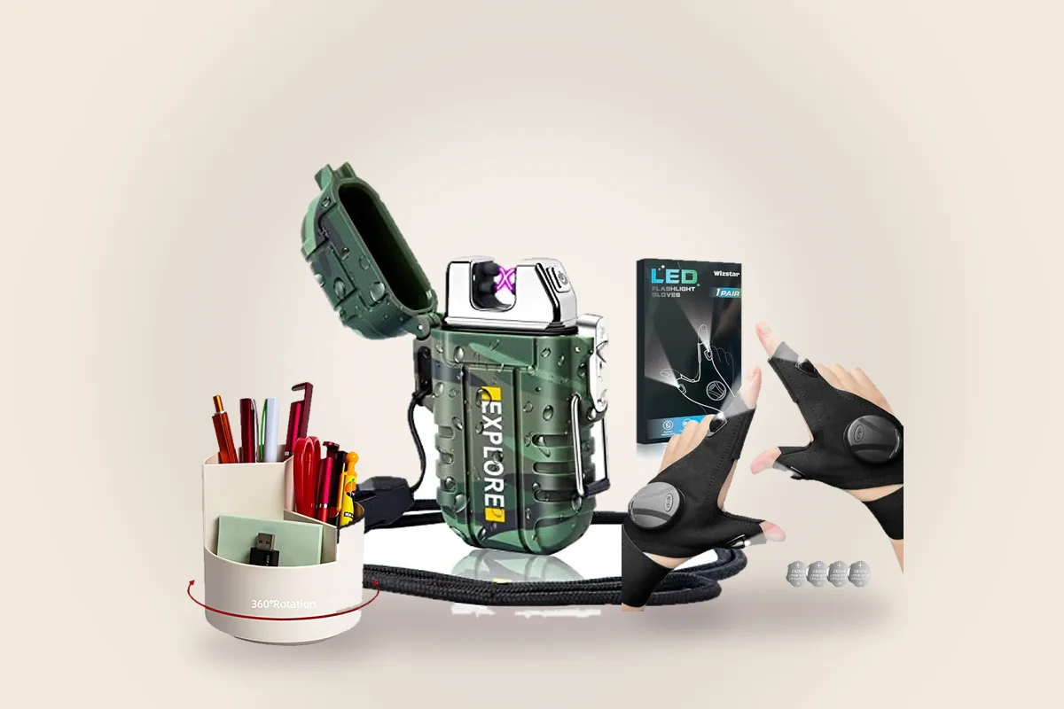 Plasma lighter, flashlight gloves and pen holder from the under-$10 men’s guide
