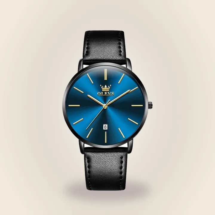 Minimalist watch with a leather band
