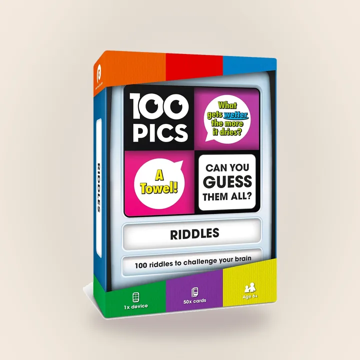 Pocket riddle cards with slide reveal case