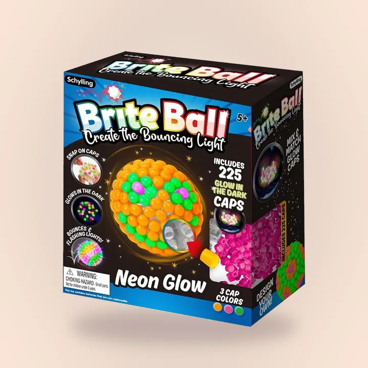 Brite Ball kit box with neon glow pieces