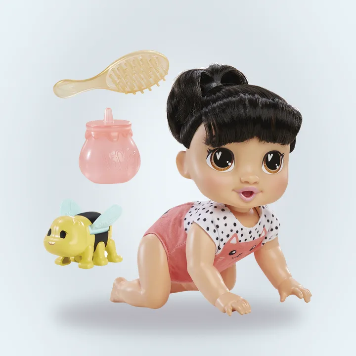 Baby Alive crawling doll with a rolling bee toy