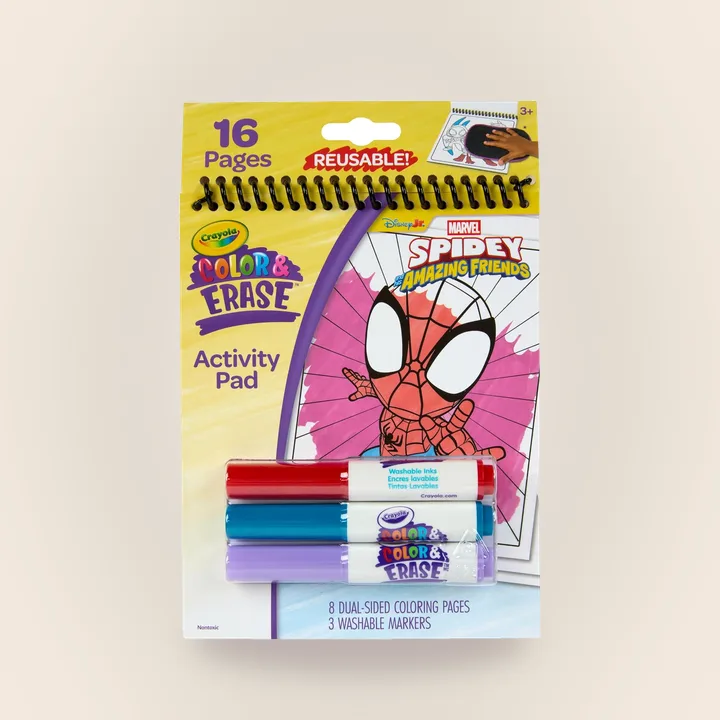 Crayola reusable activity pad with Spidey pages