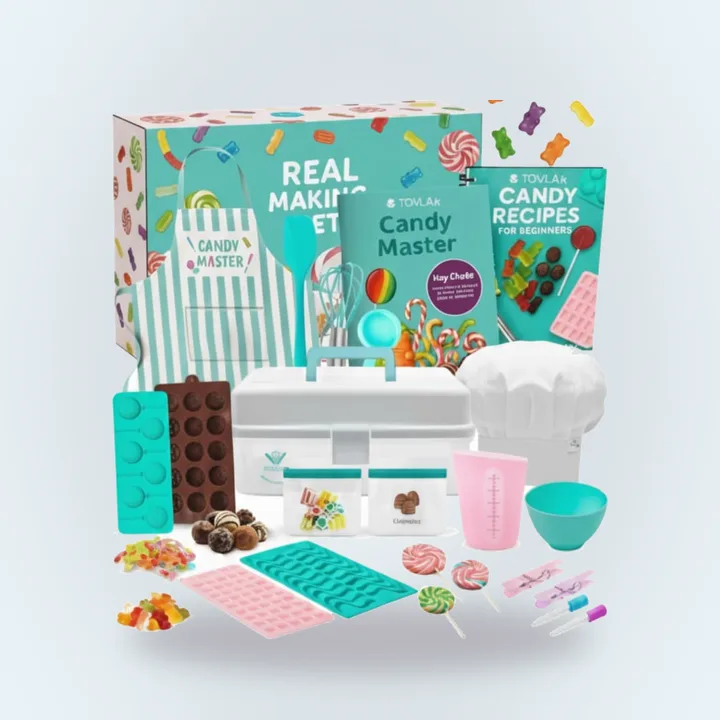 Candy making kit with tools, apron and carrying case