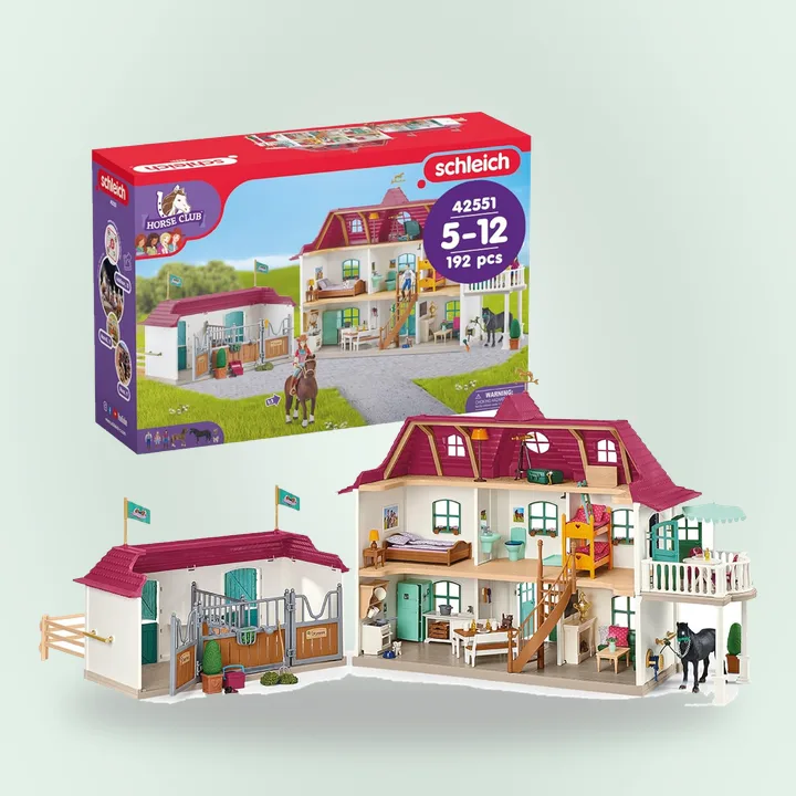 Schleich lakeside country house and horse stable set