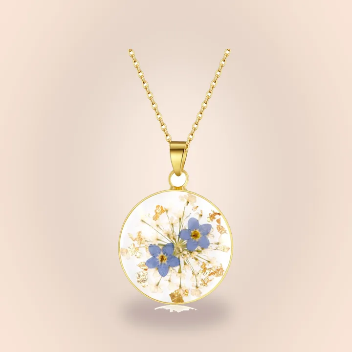 Pressed flower pendant necklace