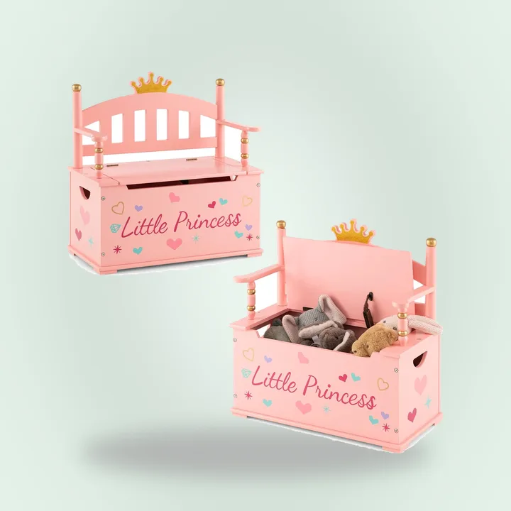 Pink wooden crown toy box