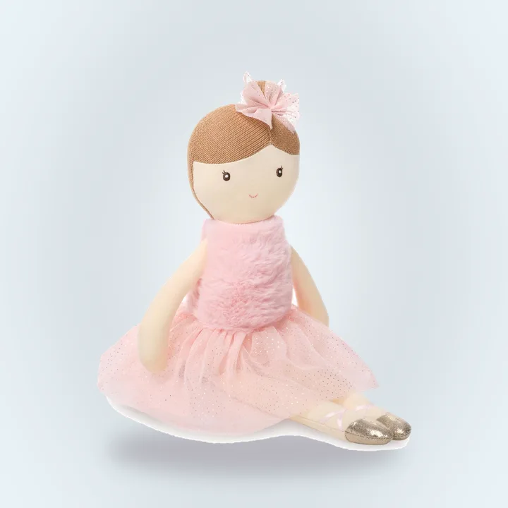 Plush ballerina doll in a pink tutu