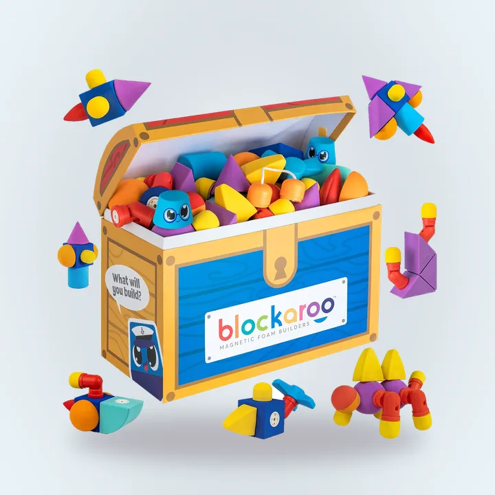 Colorful magnetic foam building blocks