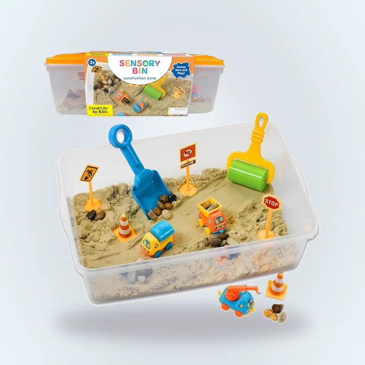 Construction zone sensory bin playset