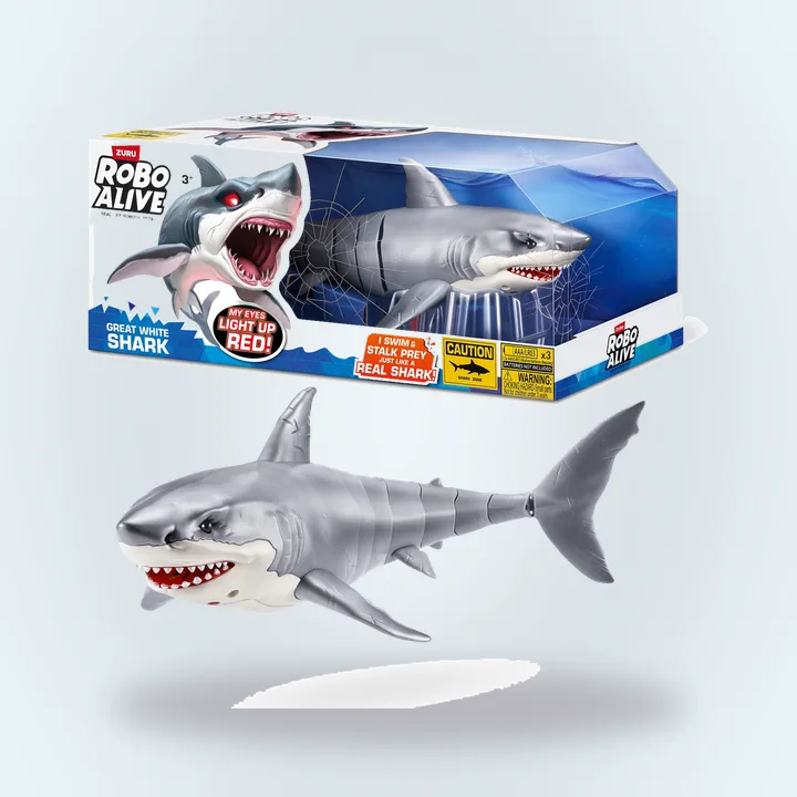 Robotic great white shark bath toy