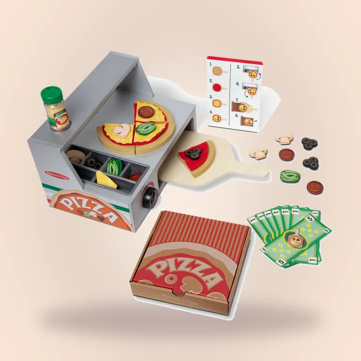 Wooden pizza counter play set