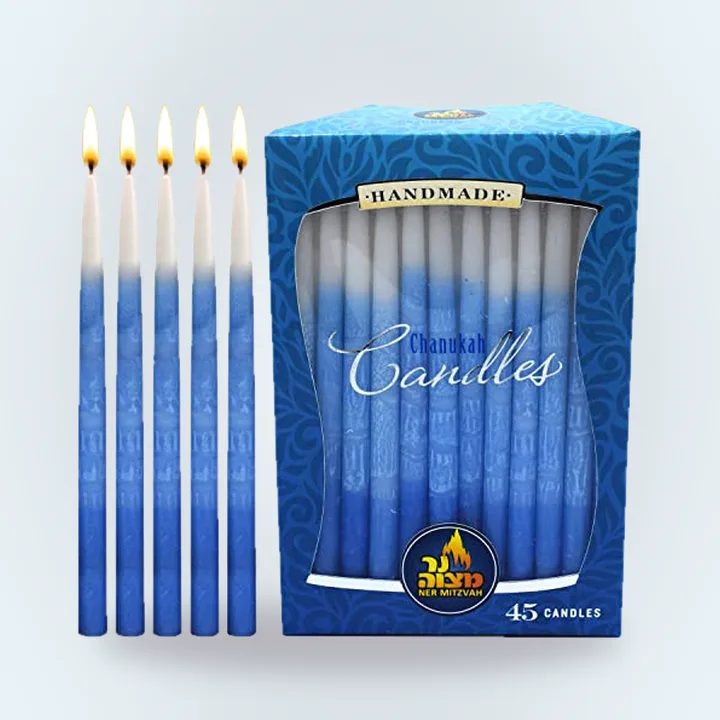 Ner Mitzvah Dripless Blue & White Candles, 45