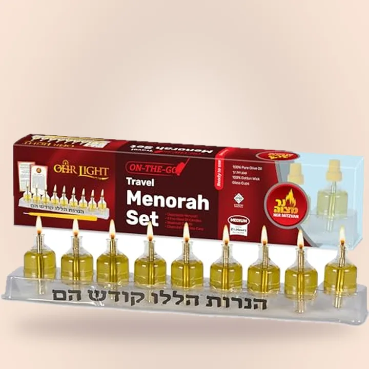 Ner Mitzvah On-the-Go Travel Menorah Set
