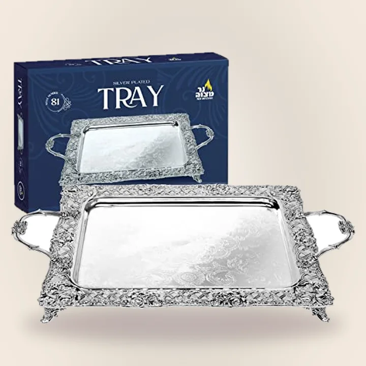 Ner Mitzvah Silver-Plated Menorah Tray