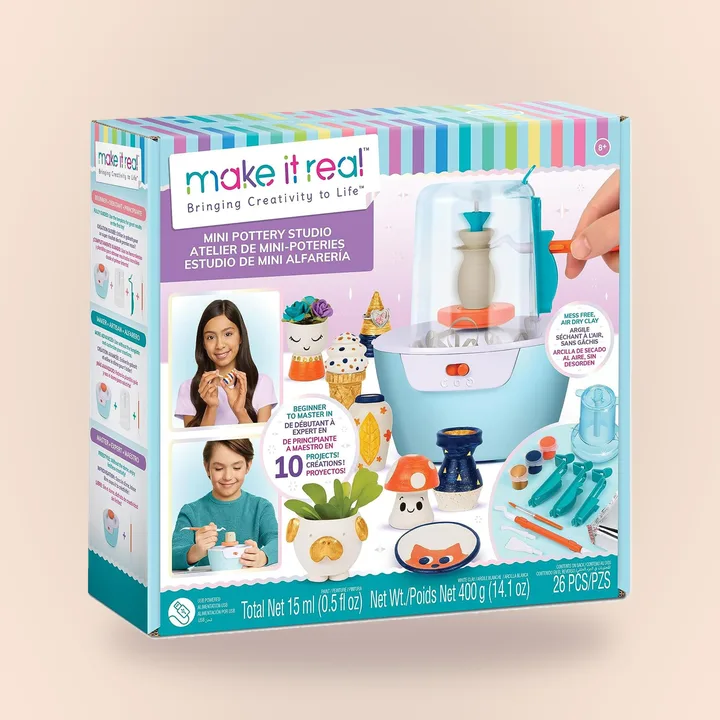 Mini pottery studio kit with clay and tools
