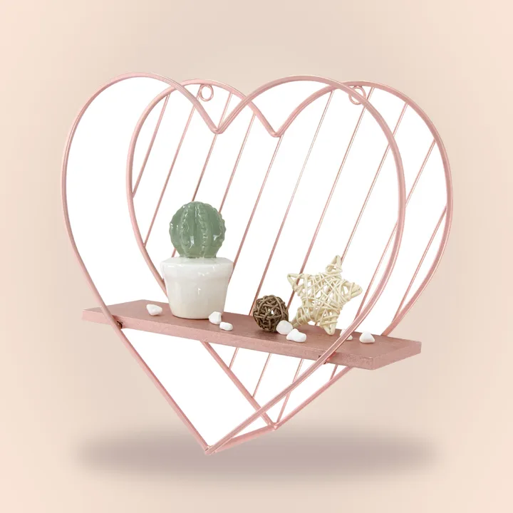 Pink heart-shaped wall shelves