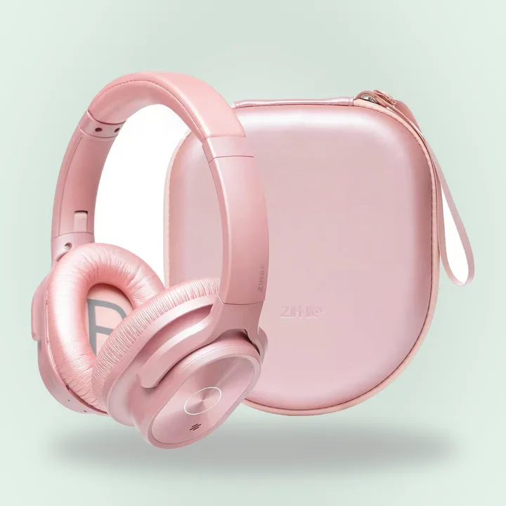 Rose gold wireless headphones