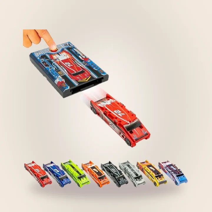 Red stunt card racer toy