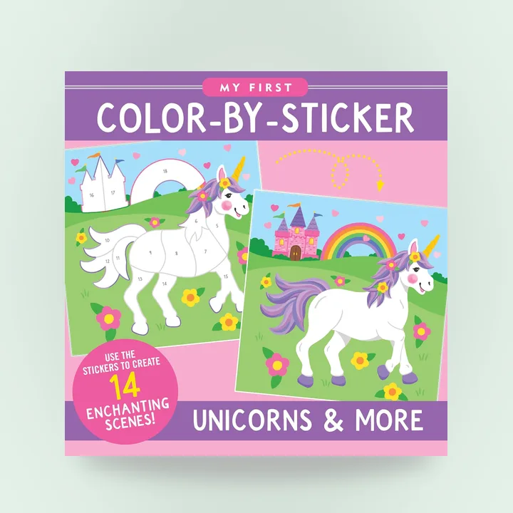 Color-by-sticker unicorn book cover