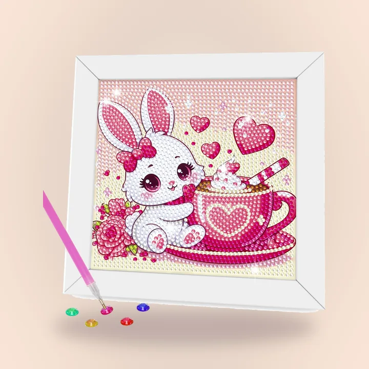 Diamond art kit with wooden frame
