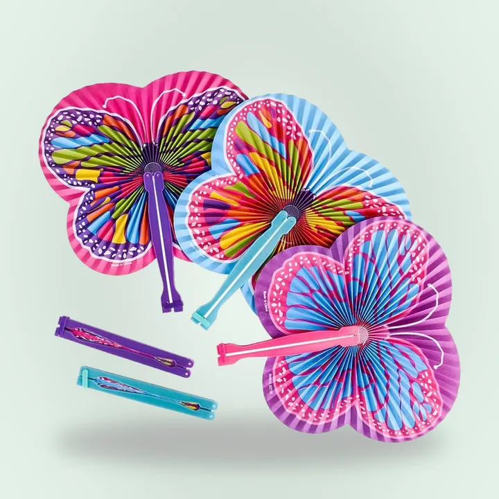 Colorful butterfly folding fans