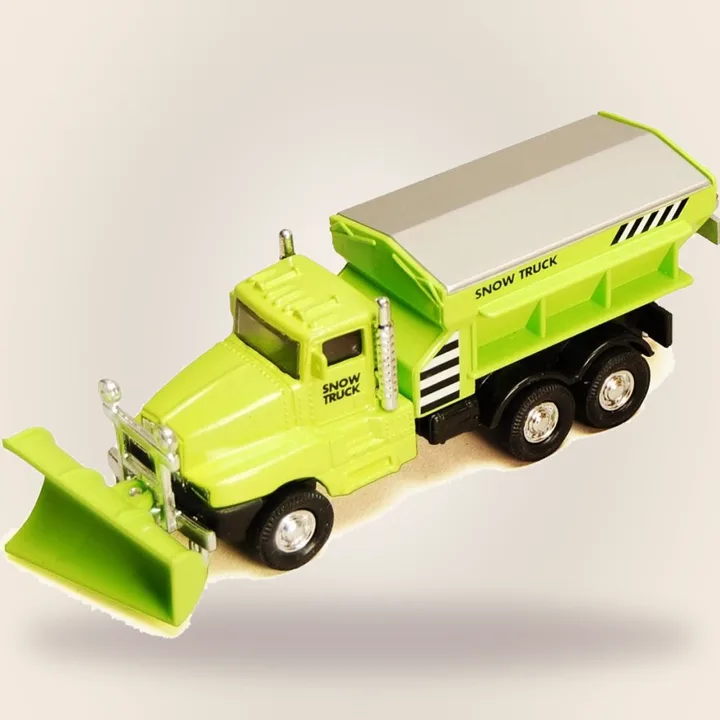 Green die cast snow plow truck