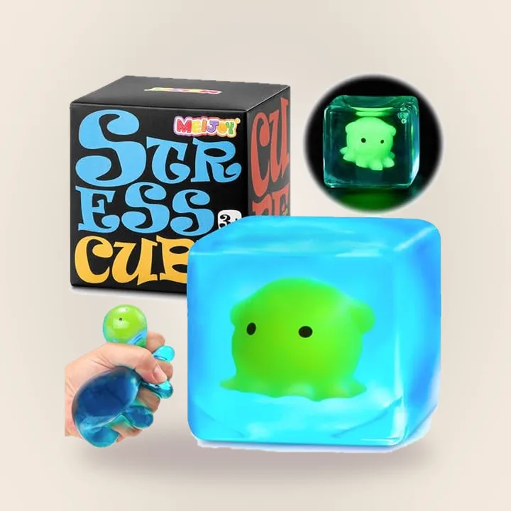 Glow-in-the-dark octopus squishy cube