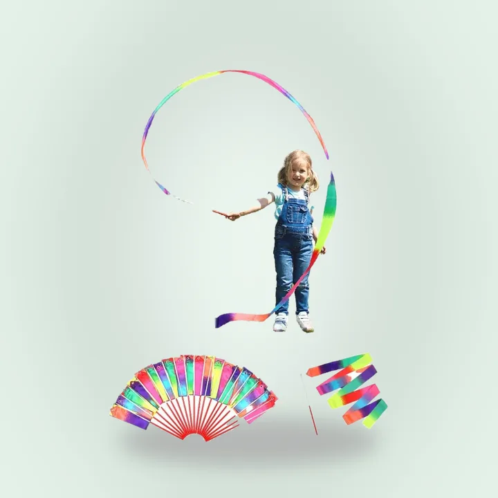 Rainbow ribbon dancing wands