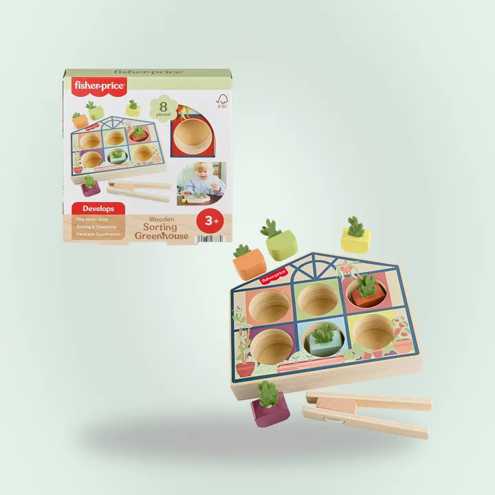 Wooden sorting greenhouse toy