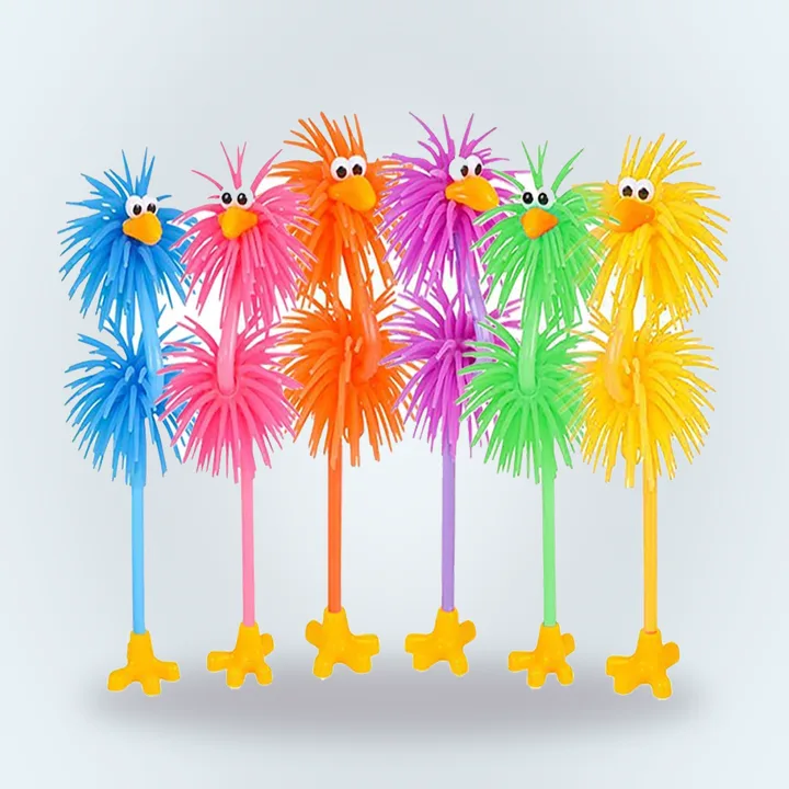 Pens with rubber bird toppers