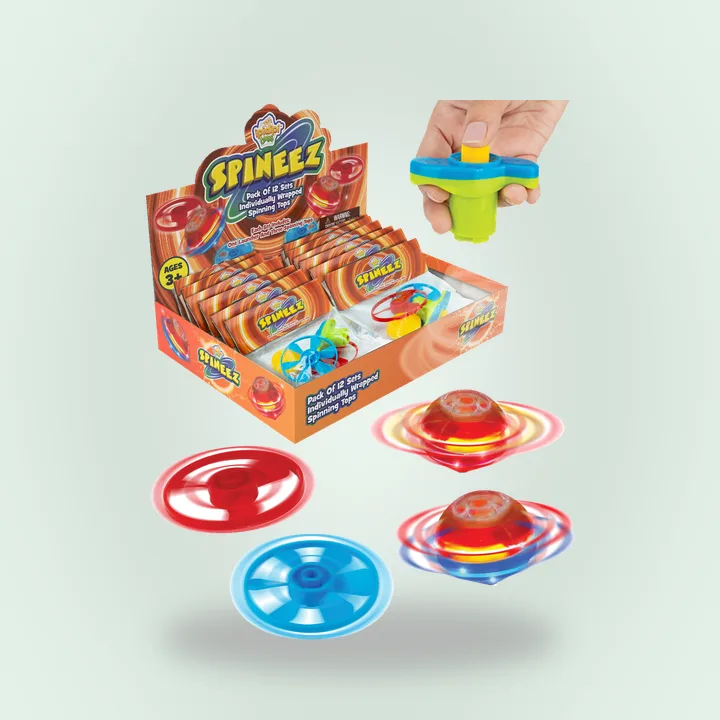 Light-up flying saucer spinning tops