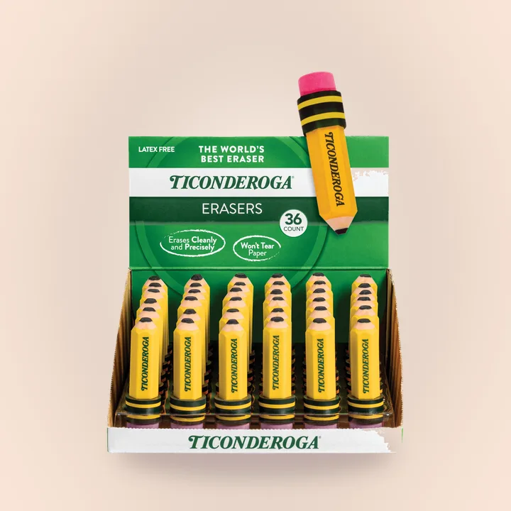 Yellow pencil-shaped erasers