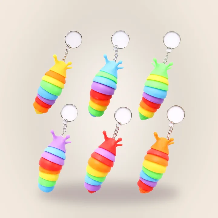 Fidget slug keychain toys