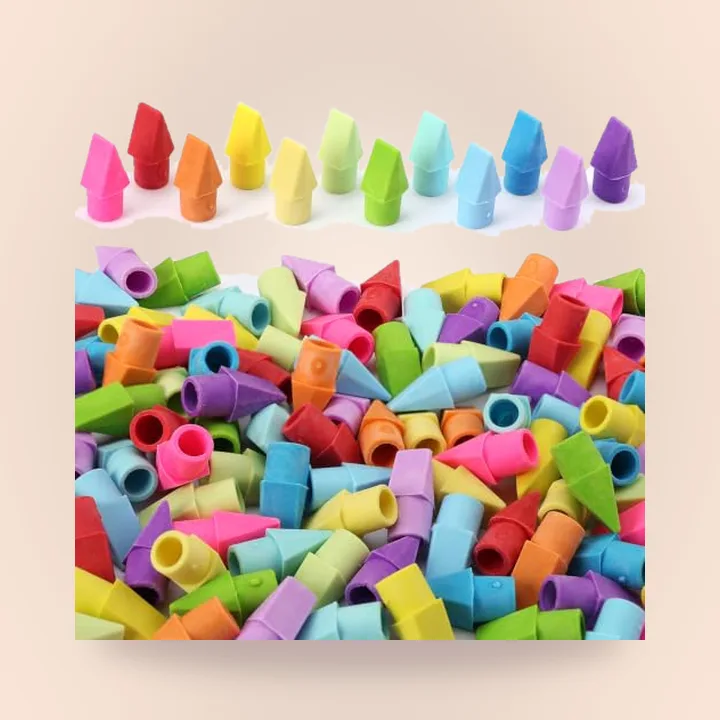 Assorted pencil-top erasers