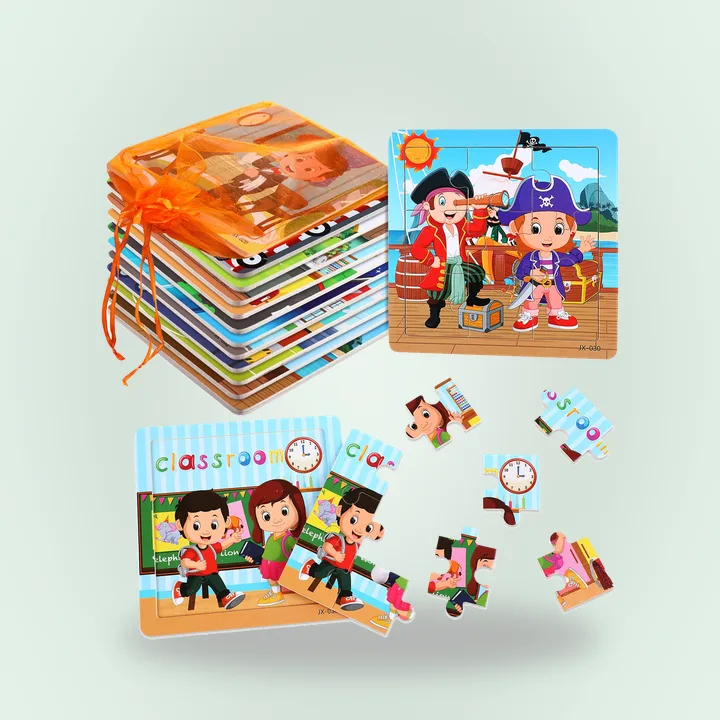 Wooden animal jigsaw puzzles with bags
