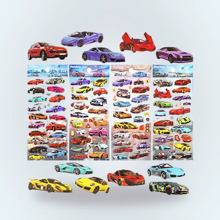 3D puffy race car stickers